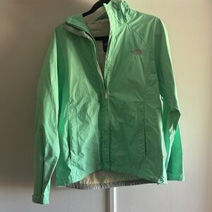 The North Face Women's Mint Green Hooded Rain Jacket
